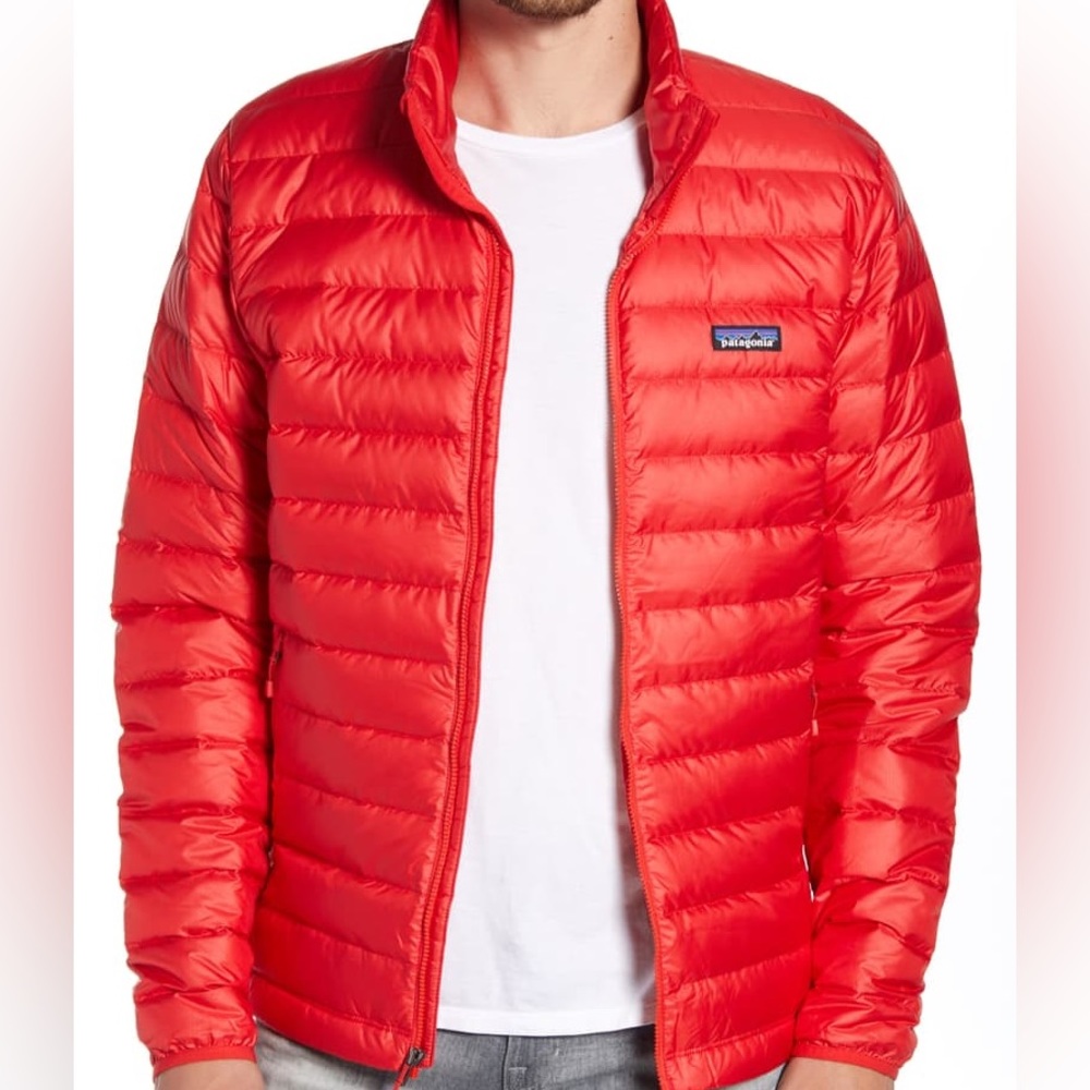Men’s red Patagonia down puffer jacket